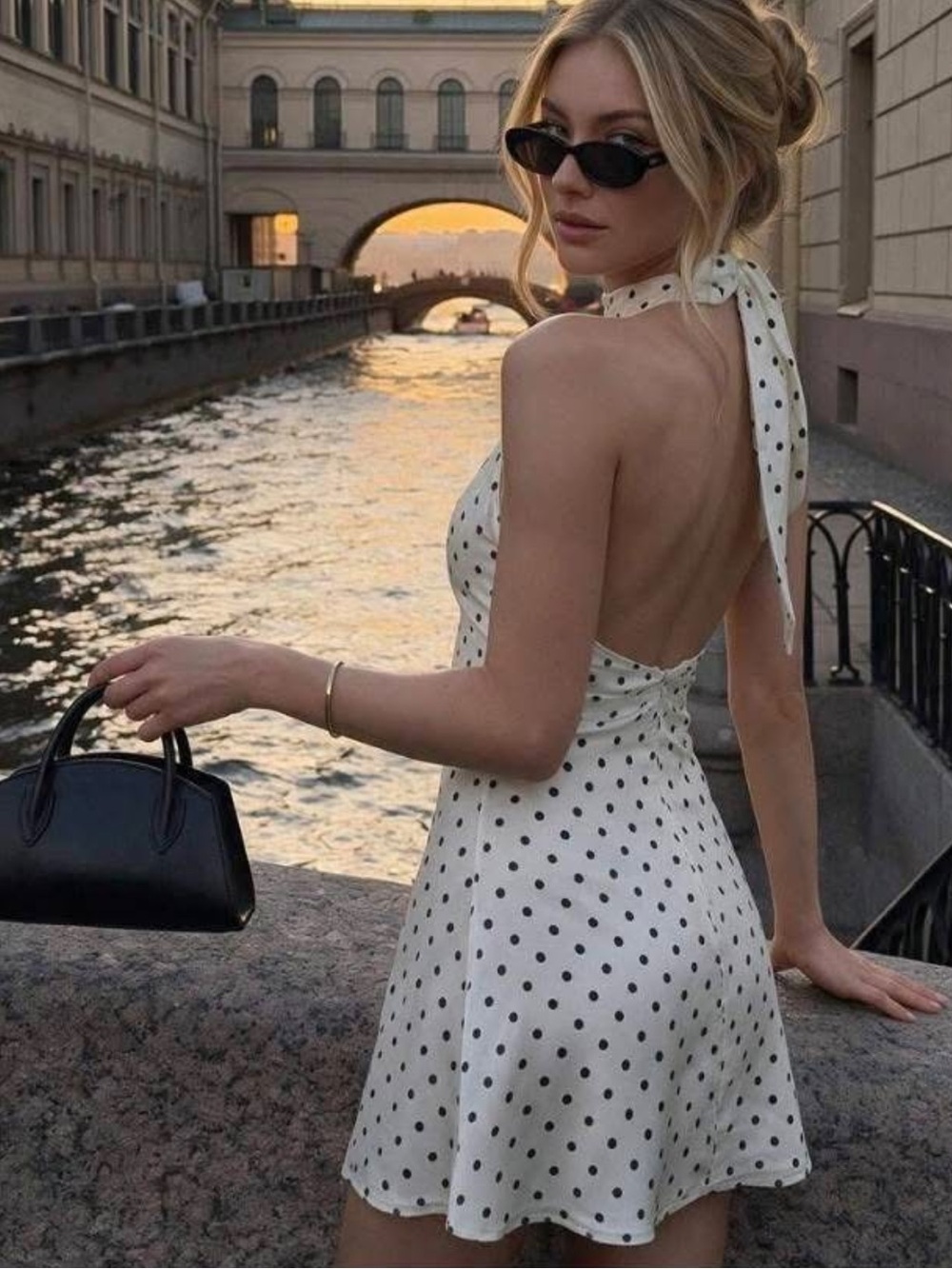 Zara White Polka Dot Halter Swim Cover-Up